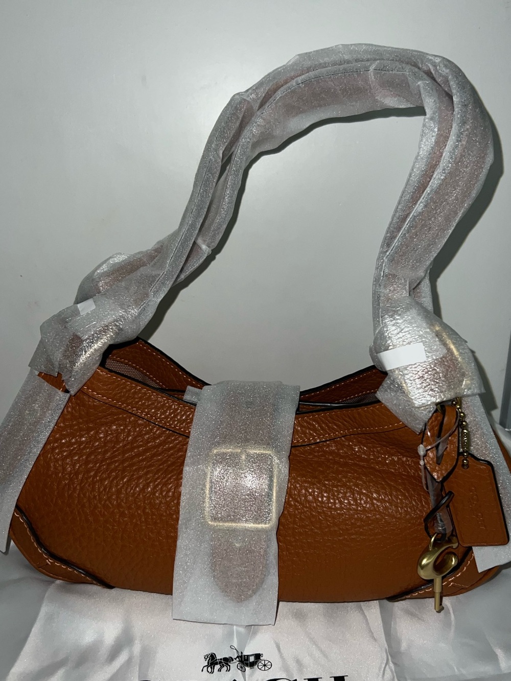 Coach Pebble Leather Shoulder Bag in Saddle Brown drifter 31